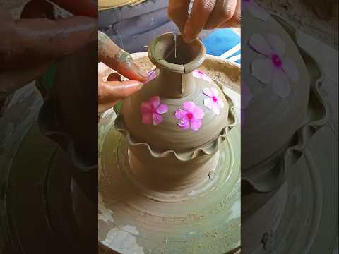 flower pot making with clay 🌸#shorts #viral #video #trending #pottery #claypot #like #music #love