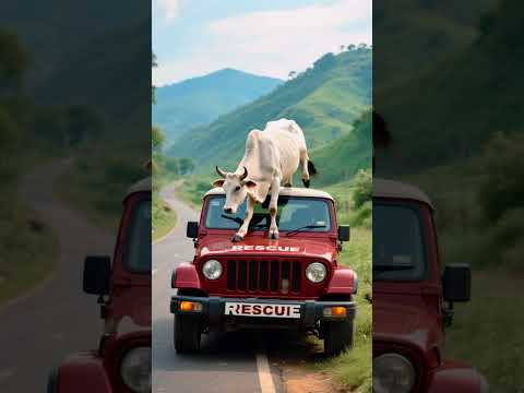 Mother Cow Jumps on a Rescue Vehicle to Beg for Help for Her Dying Calf! 😭🙏