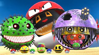 ROBOT PACMAN VS MONSTER PACMAN & THEY USE & POKEMON COMBAT ACHARNE ENTRE ROBOTS v77