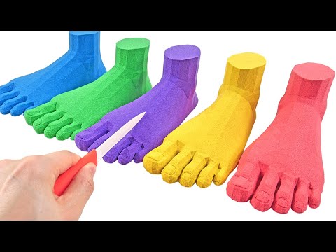 Satisfying Video | How To Make Feet from Kinetic Sand Cake Cutting ASMR RainbowToyTocToc