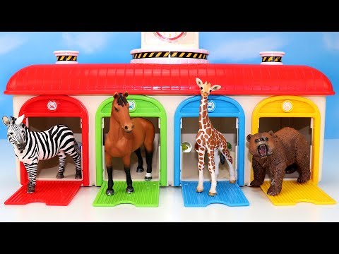 Learn ZOO Wild Farm Animals & Colors with Tayo Little Bus Marbles & Wooden Train