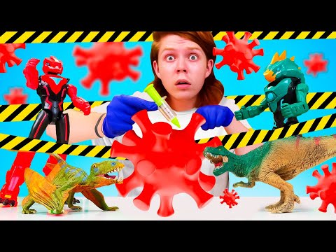 Les dinosaures sont tombés malades! 🦖💉Jeux avec jouets de Dinoster pour garçons