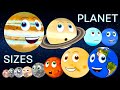 Comparative Planetary Sizes and Characteristics