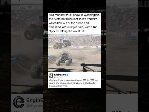 Monster Truck Tire Flies Into Parking Lot #car #truck