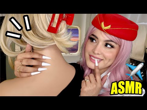 🛫 AZAFATA RASCA tu ESPALDA 💅 en  1ra.CLASE para dormir profundo!! I Ges ASMR