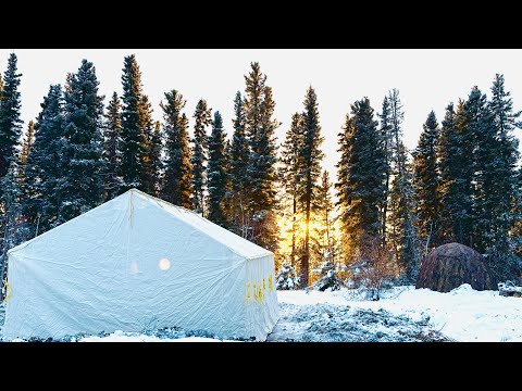 WINTER CAMPING | Cozy Canvas Tent, Wood Stove |