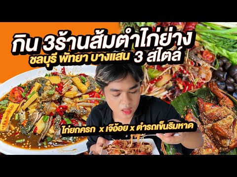 รวมพาลุยกิน 3 ร้าน ส้มตำไก่ย่าง ชลบุรี พัทยา บางแสน ร้านเด็ด 3 สไตล์ ไก่ยกครก ตำรถเข็น  | หนูหรี่