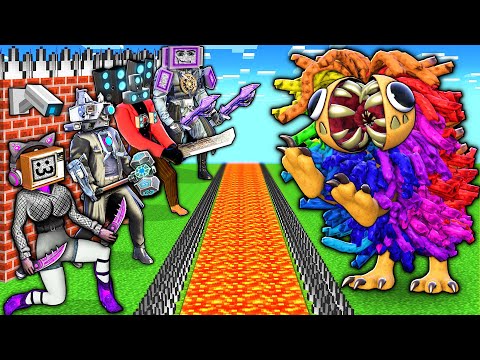 SURVIVAL BASE of YARNABY vs TV WOMAN and TV MAN TITAN vs POPPY PLAYTIME 4 in MINECRAFT animation