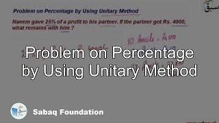 Problem on Percentage by Using Unitary Method
