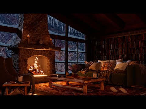 Cozy Fireplace Ambience on a Cold Winter's Night | 4K Fireplace Burning