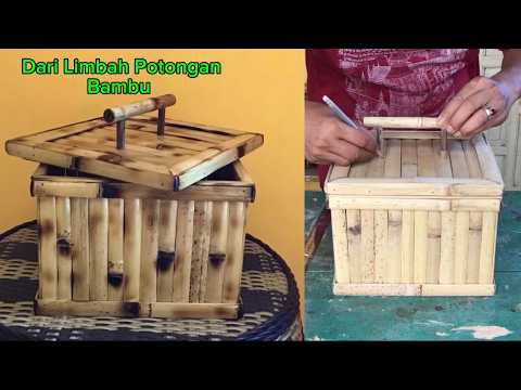 Memanfaatkan Limbah Potongan Bambu jadi Barang yang Berguna || Kotak Bambu ~ Kerajinan dari Bambu
