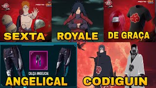 NOVO CALENDÁRIO SEMANAL FREE FIRE ! CODIGUIN ITACHI, ANGELICAL AZUL, PAIN E MADARA, ITENS GRÁTIS !