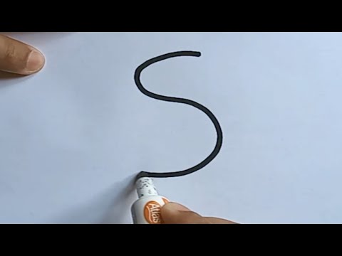 How to draw  a fish from letter S / easy drawing / paintings/ drawings for music, songs / quick draw