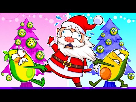 Pink vs Blue Christmas TREE Challenge | Funny Cartoons for Kids | Avocado Couple Live