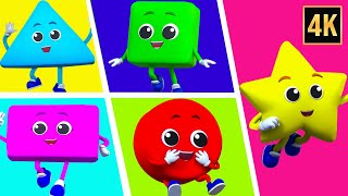 Five Little Shapes Jumping on the Bed Nursery Rhyme & More Learning Baby Songs