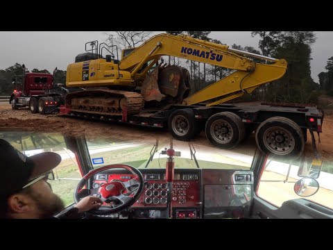 500hp Kenworth cold start & hauling KOMATSU pc210