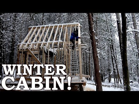 Winter at the Small CABIN! - Bonfire, Logging and Milling, Building Porch, Deck Ep6