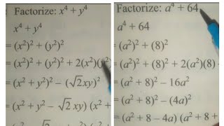 Factorize x4+y4||Factorize x^4+y4||Factorize a4+64, Factorize a^4+64