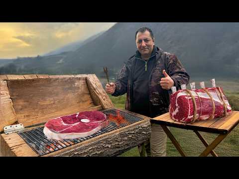 I Cooked Tender and Juicy Steaks on a Crafted Wooden Grill!🪵🔥