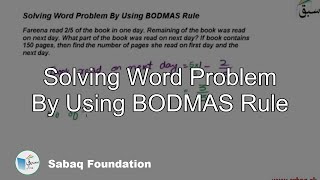 Solving Word Problem By Using BODMAS Rule