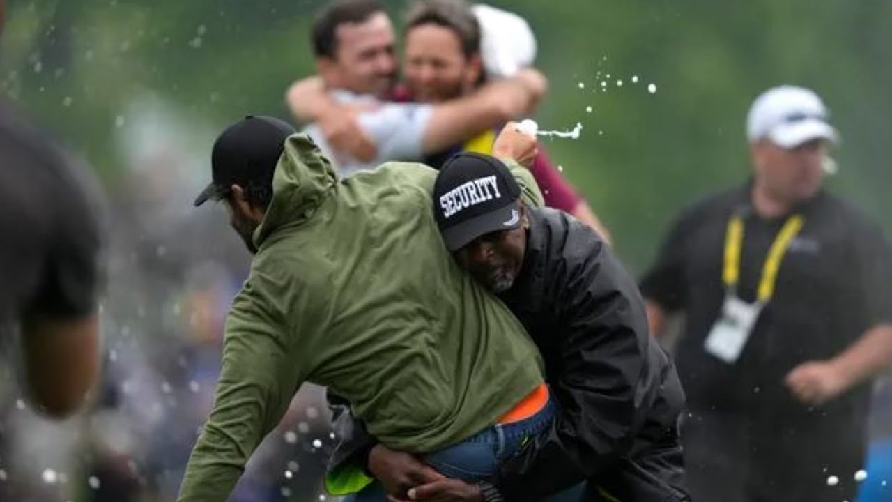 Watch the moment pro golfer Adam Hadwin tackled at the Canadian Open