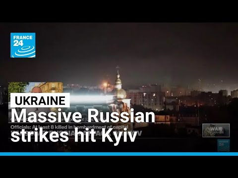 YouTube video thumbnail: Massive Russian Strikes Pound Ukraine’s Capital Kyiv Overnight 