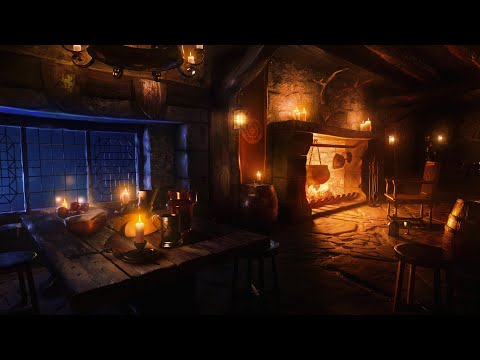 Fireside Harp Music | Medieval Tavern Ambience for Sleep&#127771;, Relaxation, Study &#128524;&#128588;&#128293;