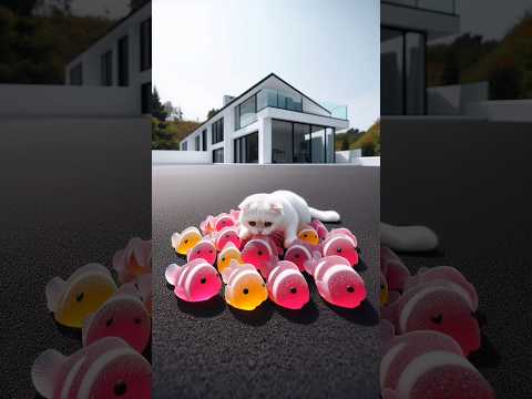 kucing makan Gummy Nemo ayam bebek dan burung hantu #cat #funny #cute