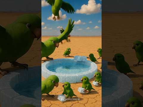 parrots build a swimming pool in desert ๐ฑ || carried ice and build swimming pool๐ฑ #parrot #ai