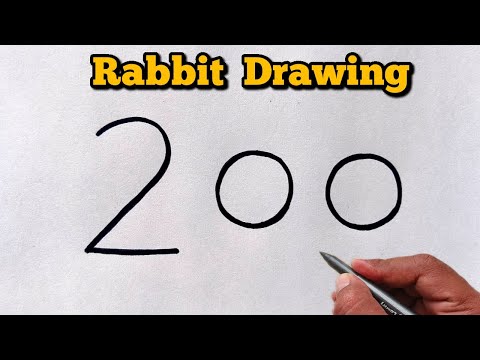 How to draw rabbit drawing from number 200 | Easy rabbit drawing for beginners