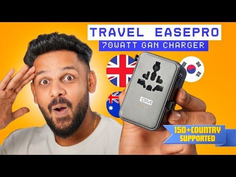 GM G+ 70W Travelease Pro 🔌 | Universal Travel Adapter with GaN Fast Charging & Retractable Cable⚡️