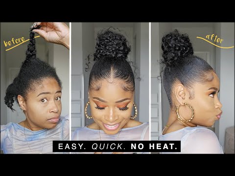 5 MINUTE NO-HEAT CURLY BUN \ lazy day hair