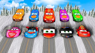 Mega Pixar Cars Pit Transform Big & Small Lightning McQueen Into Evil Mcqueen! BeamNG.Drive Battle!