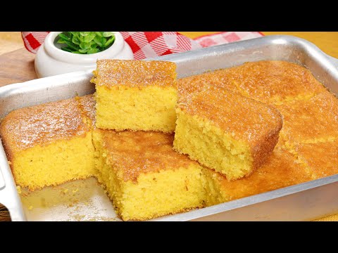 BOLO FLOCÃO DE MILHO FOFINHO E SEM TRIGO - BOLO DE MILHO PARA O LANCHE