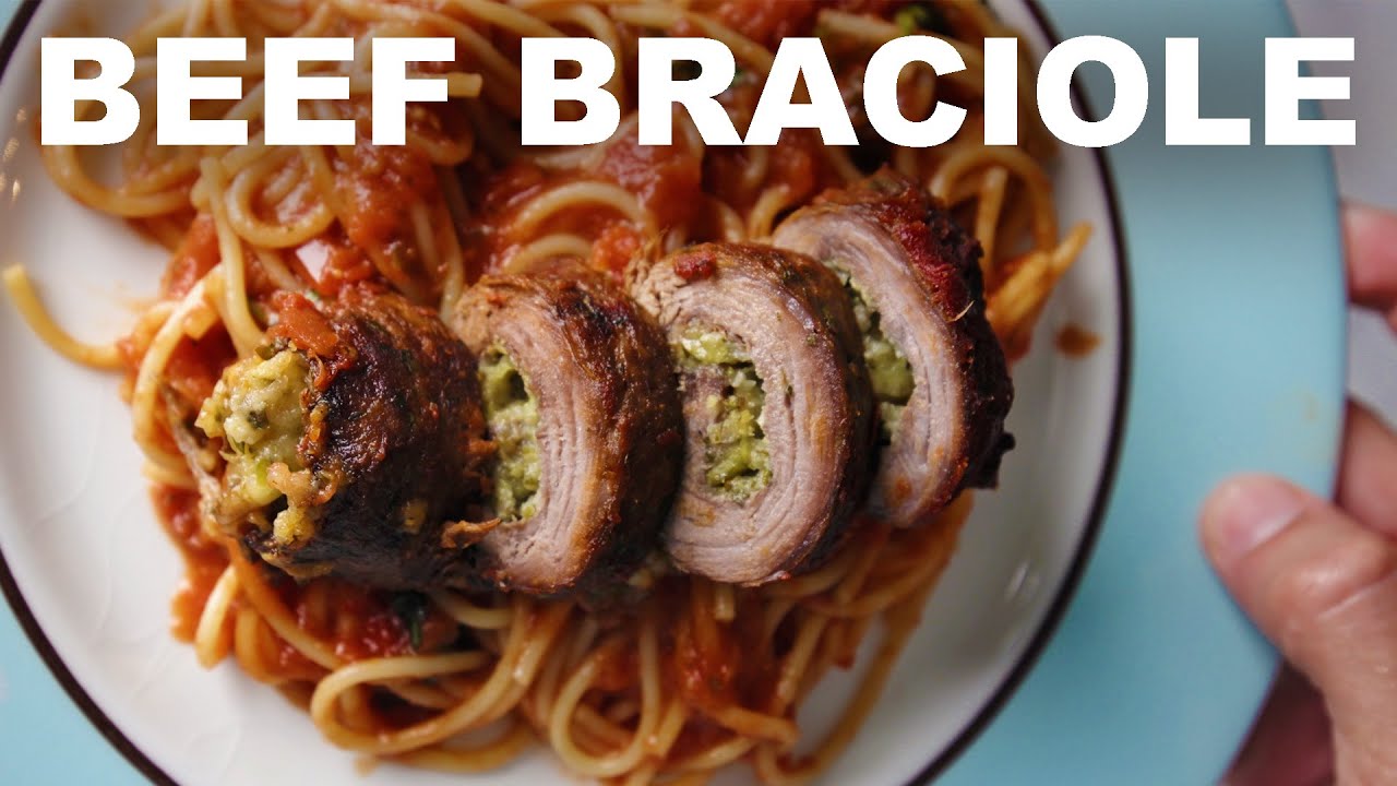 No-string beef braciole and sauce