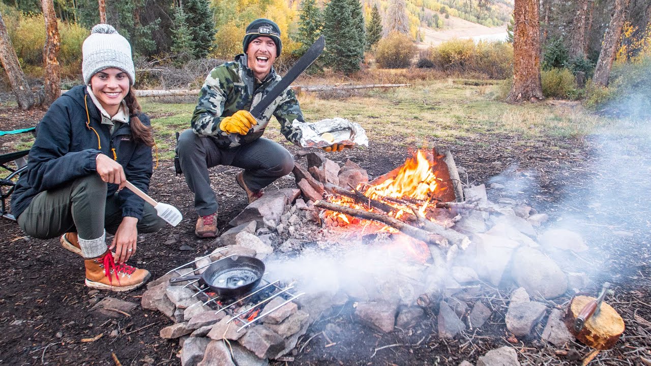 MOUNTAIN TROUT FISHING Cooking with Camp Fire Coals!