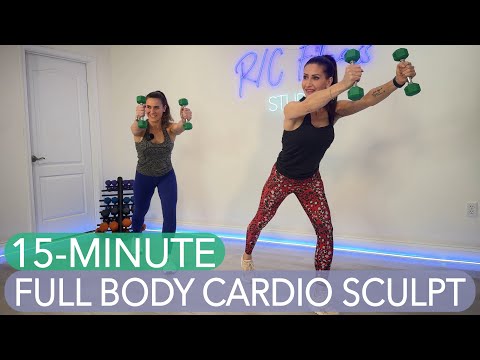 15-MINUTE FULL-BODY CARDIO SCULPTING WORKOUT / FAT BURING CARDIO & LIGHTWEIGHT DUMBBELL BODY TONING