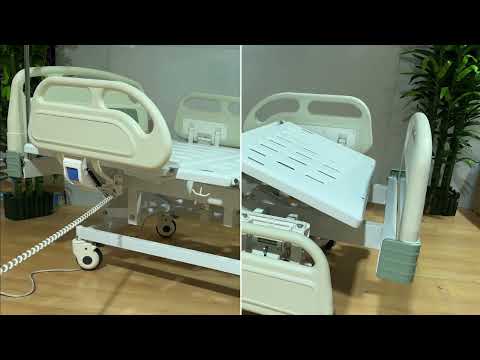 Cama Hospitalaria Eléctrica  Serie 7000, 5 Funciones, Incluye Portasueros Telescópico.
