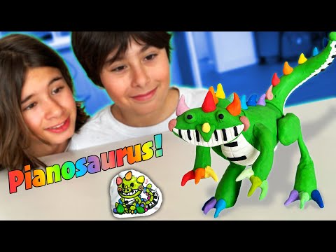 Figura de Plastilina y Squishy del PIANOSAURUS con Dani y Evan