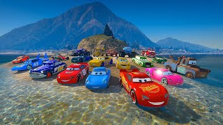 Crazy Cars vs Log Challenge McQueen Mater The King Cruz Ramirez Chick Hicks & Friends Monster Trucks