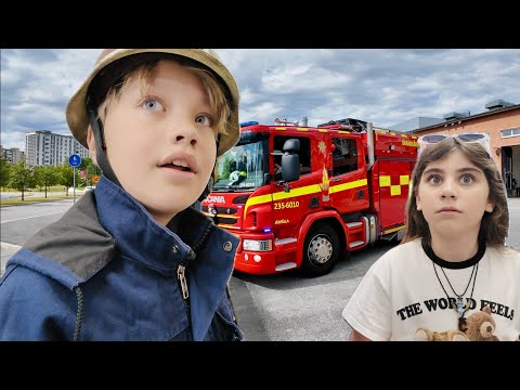 Larmet går när familjen besöker brandstation VLOGG