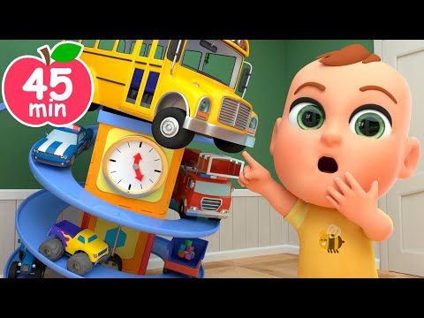 Hickory Dickory Dock🚌 (Vehicle Version) +More Nursery Rhymes & Kids Songs