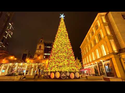 London Christmas Tour 2024 ✨ London’s Tallest Christmas Tree, City of London Walk Tour 🎄 4K HDR