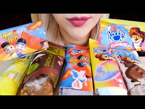 ASMR 🌈🍦ES KRIM PADDLE POP RAINBOW, MILKIE, UPIN IPIN APEL JERUK ANGGUR, MAGNUM ALMOND🍫 BANANA BOAT