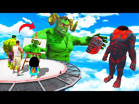 GTA 5 | GTA5 BUT WHATEVER TITAN LAVA GOD MONSTER VS HORN GOD HULK SHINCHAN DRAWS COMES TO REAL LIFE