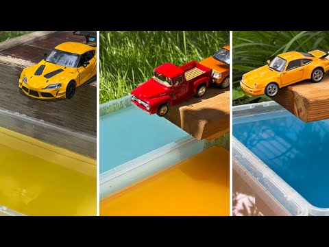 Diecast Cars Siding in Water, Foam Balls Shorts Compilation 😁👻