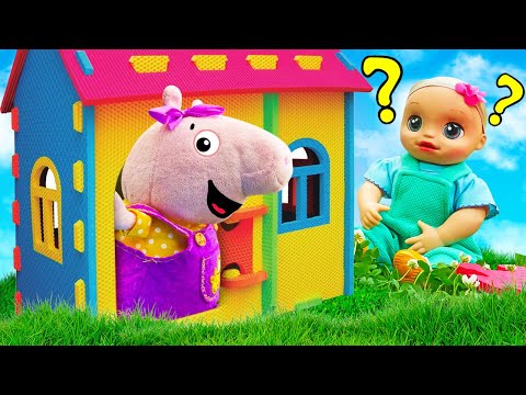 Baby Alive et Peppa Pig jouent à cache-cache ! Jeux de nounou avec poupées et jouets pour filles