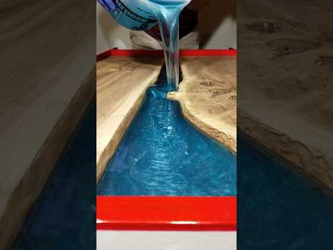 Teal Blue Epoxy River Table Build #shorts #diy