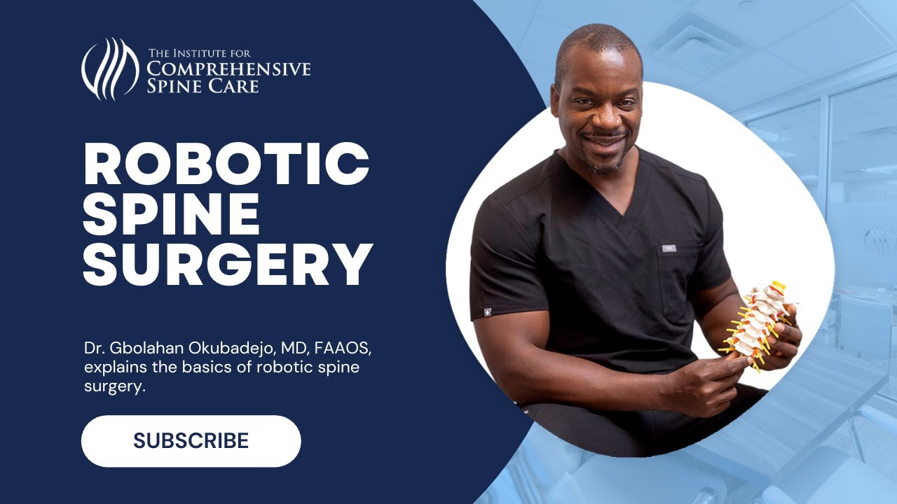 Doctor discussing robotic spine surgery techniques.