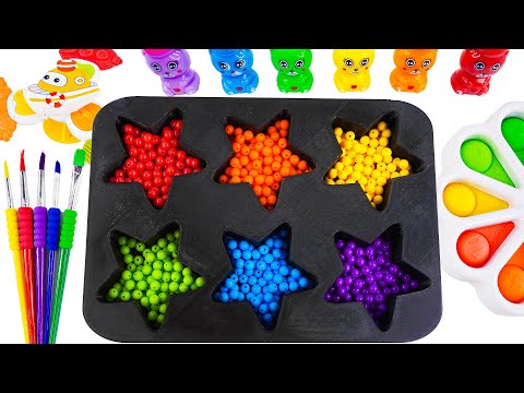 Satisfying Video | How To Make Rainbow Stars From Color Slime Cutting ASMR | YoYo Candy